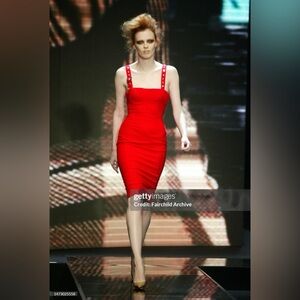 NWT Versace vintage f/w 2004 Red Wool Dress sz 40
